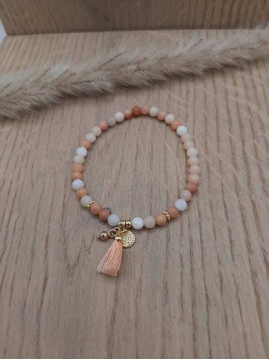 Armband Peach/Gold mit 3 Hängerli