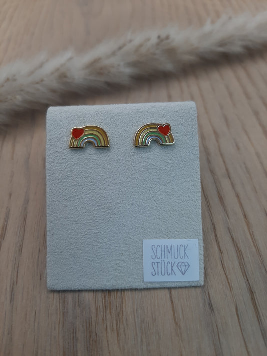 Ohrstecker Regenbogen 6x9mm