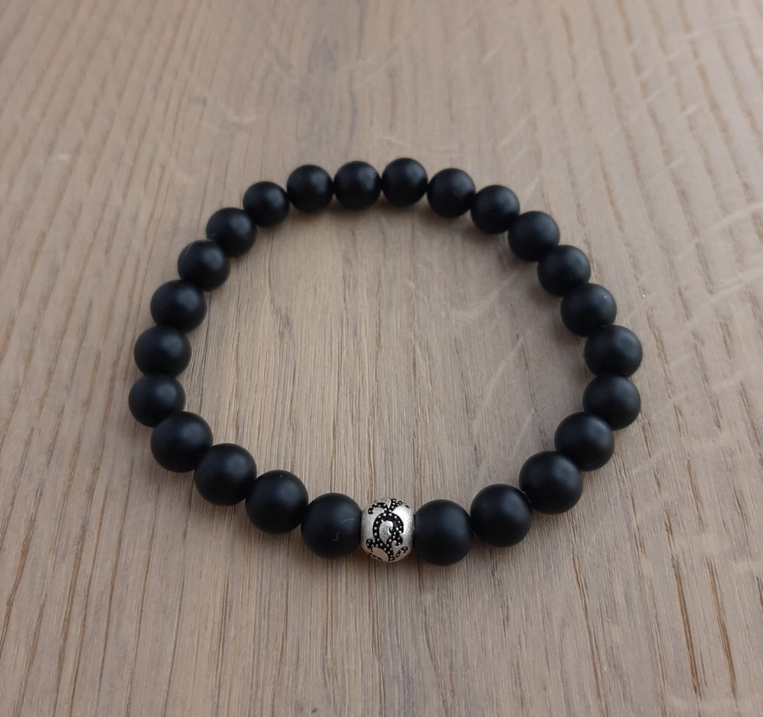 Herrenarmband Onyx mit Silberelement